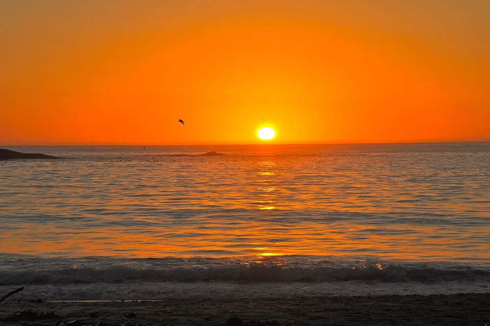 Sunset over the ocean at Camps Bay
